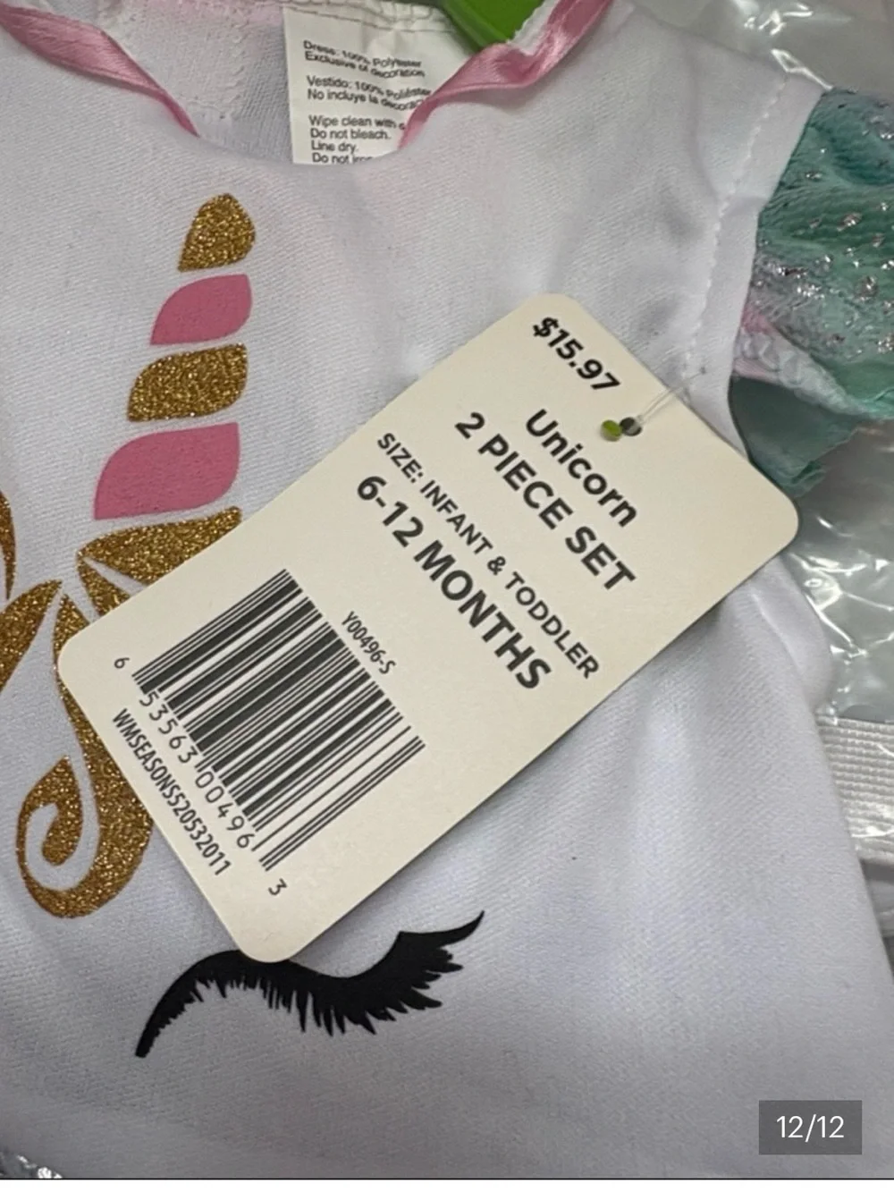 6 - 12 Months Unicorn theme costume - Party Dress w headband New